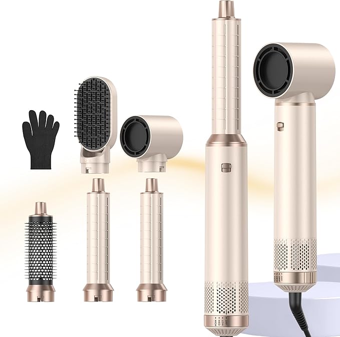 Blow Dryer Brush 5 in 1, Negative Ion Hair Dryer Brush Set Upgrade Hot Air Brush Air Styler Curling Wrap Air Curler, Curling Iron Hair Styling Tools As A Gift for Straight/Curl/Drying/Smoothing