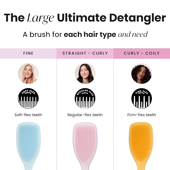 Tangle Teezer Ultimate Detangler Hairbrush for Wet & Dry Hair, Eliminates Knots & Reduces Breakage for Long, Thick, & Curly Hair Types, Large, Pink & Purple