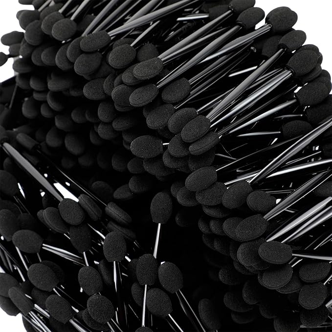 Tanlade 500 Pcs Eyeshadow Applicators Disposable Eye Makeup Brushes Eyeshadow Double Sided Sponge Brushes for Women Lady Girls(2.95 Inch,Black)