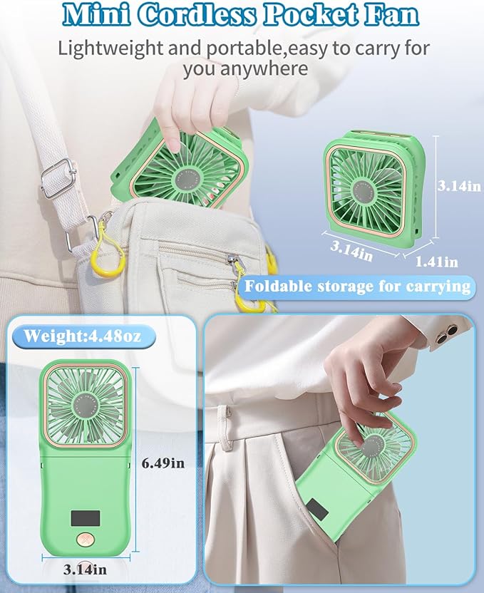 Mini Fan Handheld Foldable Fan,USB Personal Fans Portable Rechargeable Battery Fan 3 Speeds,Small Handheld Fan Cute Face Cooling Fan Quiet Fan Cordless Fan Portable Fan for Travel Camping Park