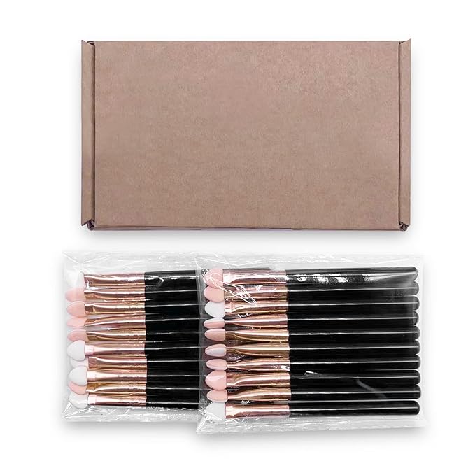 Eyeshadow Applicators Double Sided Sponge Tip Foam Reusable,20Pcs Professional Organic Long Handle Washable Makeup Eye Shadow Brush Set