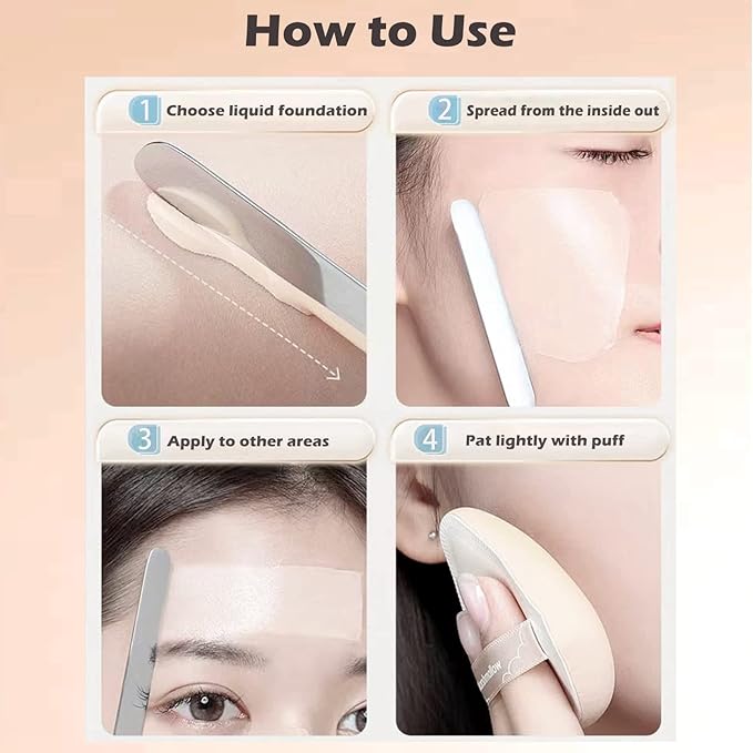 Picasso Makeup Spatula and Palette Set, Korean Makeup Spatula with Leather Cover, Stainless Steel Palette with Scraper Tool for Cosmetic Pigment Blendingļ¼SSļ¼