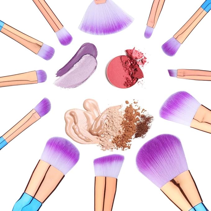 12 Pcs Makeup Brushes Set Premium Foundation Blending Blush Concealer Eye Face Lip Brushes for Powder Liquid Cream Complete Makeup Brushes Kit Synthetic Bristles