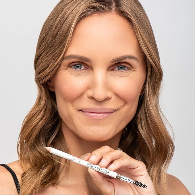 True + Luscious Brow Definer Pencil - Pomade & Powder Combo With Organic Castor Oil - Fills, Shapes Eyebrows - Waterproof - Brunette