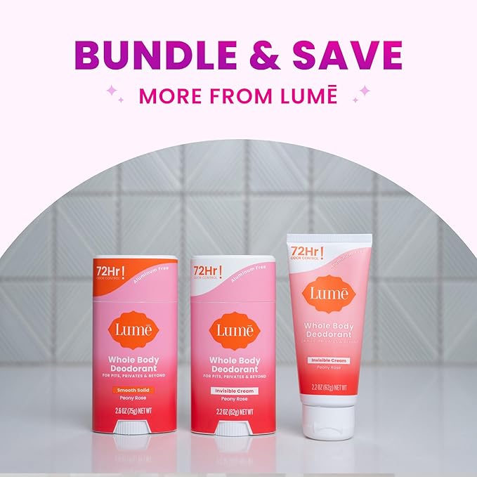 Lume Invisible Spray Deodorant For Women - Whole Body Deodorant Spray - 72 Hr Odor Control - Ozone Friendly, Natural Propellant - Aluminum & Baking Soda Free, Skin Loving - 3.6 oz (2 pk) (Peony Rose)