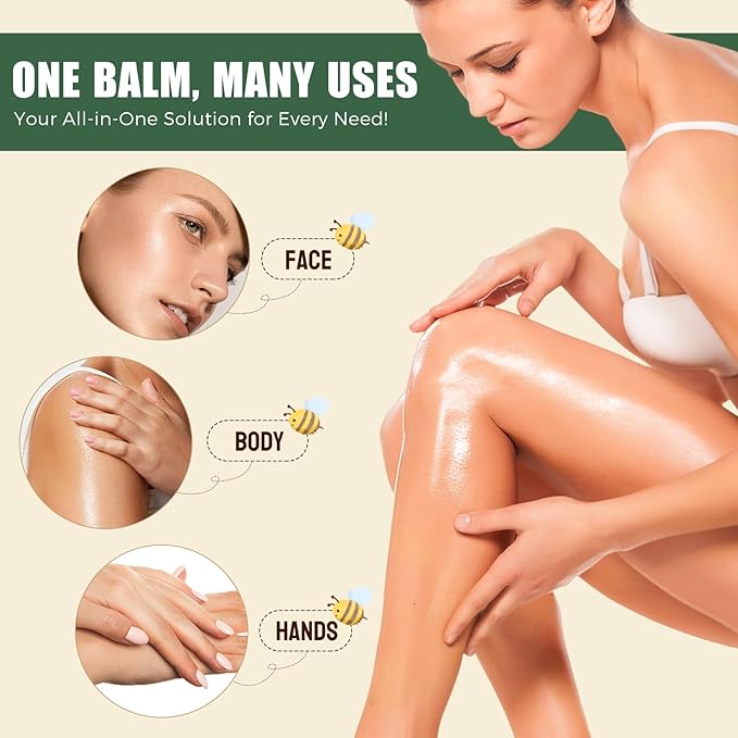Beef Tallow for Skin, Tallow and Honey Balm, Beef Tallow for Face with Raw Honey and Beeswax, Natural Organic Grass-Fed Beef Tallow Moisturizing Cream for Body Lotion Skin Care