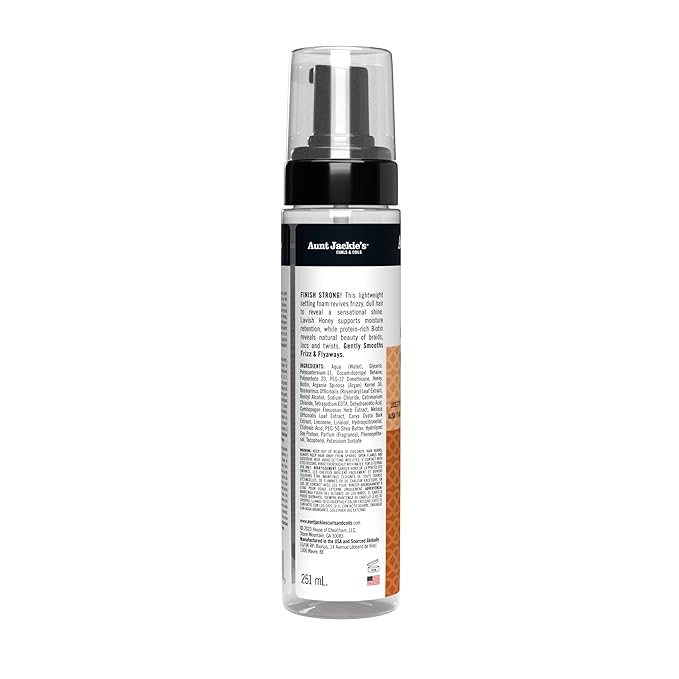 Aunt Jackie's Curls & Coils Braid + Twist Collection Ready, Set, Hold Braid Setting Foam with Extra Firm Hold, 8.5 fl oz