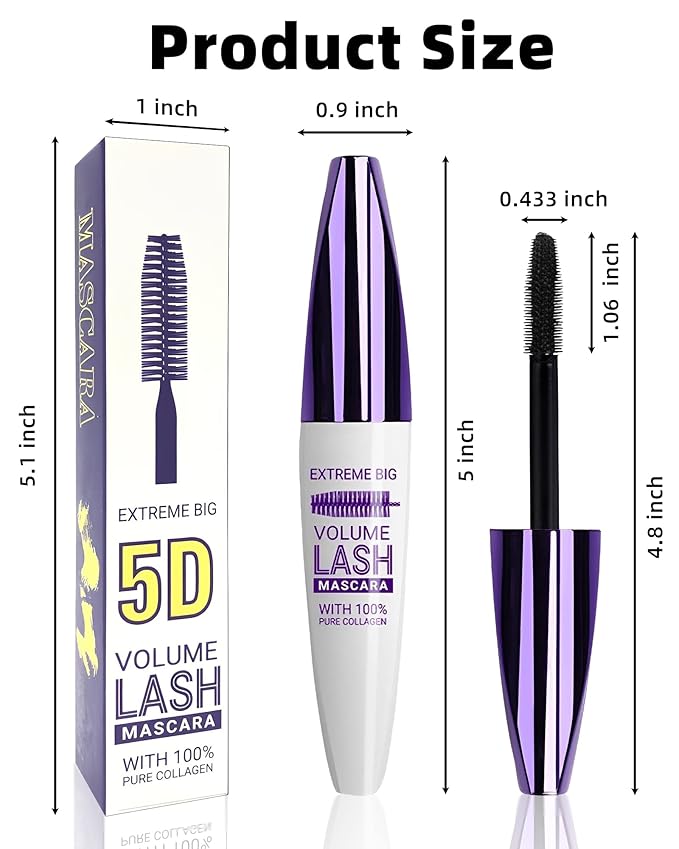 5D Red Mascara for Eyelashes-1Pcs Longlasting Waterproof Smudge-Proof Colored Mascara Volume and Length, Volumizing Curling Defining Eye Lashes rimel de pestañas, Cosplay Party Eye Makeup for Women
