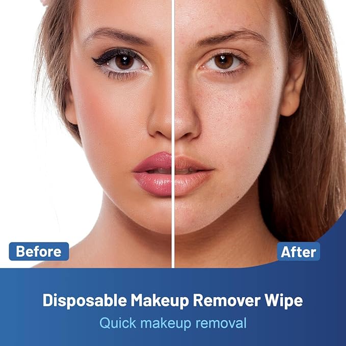 20 Count Makeup Remover Wipes Individually Wrapped, Travel Individual Wet Wipes Bulk, Gentle Cleansing for Face Mascara Lipstick, Single Makeup Removing Wet Wipes