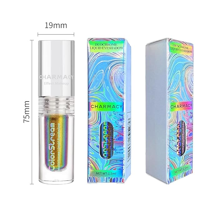 CHARMACY Duochrome Eyeshadow Liquid, Intense Multicolor Shifting, Long Lasting Glitter Eyeshadow, Metallic Pigments Sparkling Shiny Liquid Eye Makeup, 1.6g (#02)
