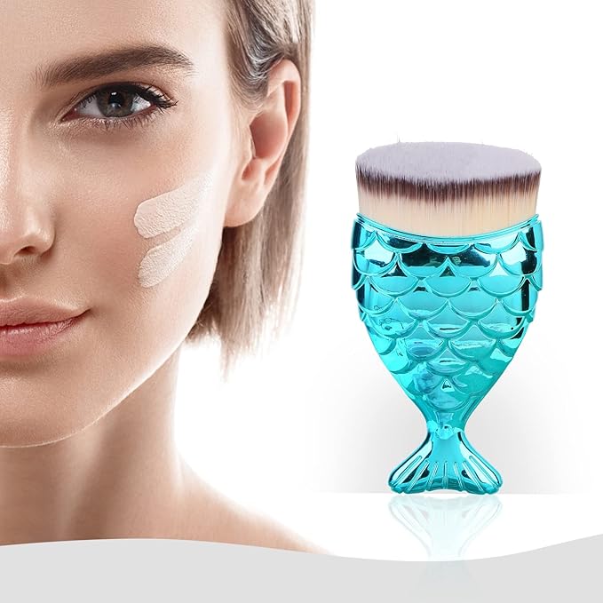 UNIMEIX Sunscreen Brush for Face Kabuki Brush Sunscreen Applicator for Kids Foundation Makeup Brushes for Liquid Foundation Powder Cream Contour Buffing Stippling Blending (Cyanblue)