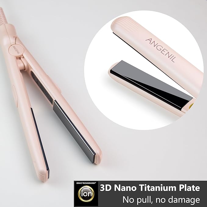 ANGENIL Ultra Mini Hair Straightener Flat Iron for Short Hair, 0.7 Inch Ceramic Dual Voltage Hair Straightener, Small Flat Iron Edges with Silicone Heat Resistant, Fast Heating (280â- 320â -380â)