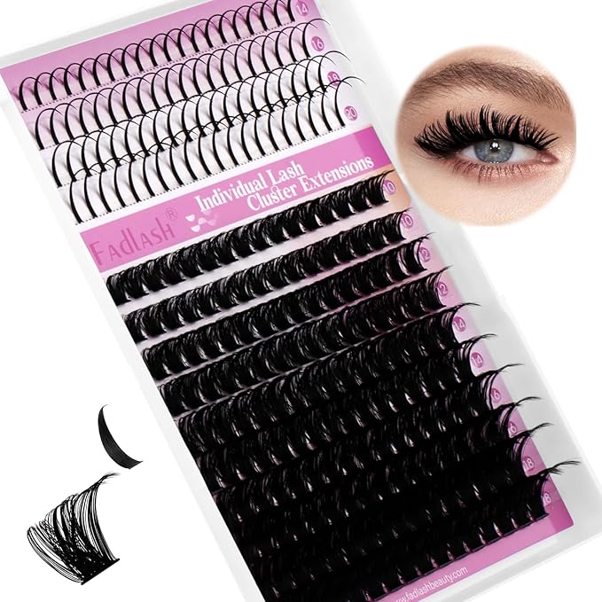 Lash Clusters 100D Eyelash Clusters 10-18mm Spikes 14-20mm Thick Volum Manga Lashes with D Curl DIY Fairy Lash Clusters with Spikes by FADLASH