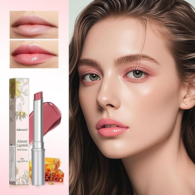 2PCS Honey Lipstick Tinted Lip Balm-Sheer Hydrating Lipstick for All Skin Tones-Moisturizing Lip Color, Nourishing Lip Balm with a Hint of Natural Black Cherry Tint (Black & Pink)