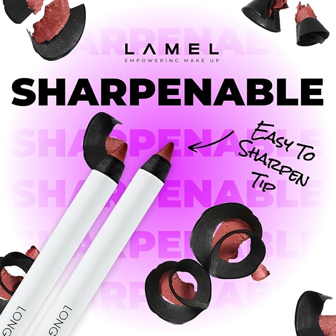 Matte Gel Lip Liner Pencil 5 Pcs Set - Creamy, Sharpenable, Longwear, Waterproof Lip Combo - Nude Pink 407, Nude 409, Red 411, Mauve 410 and 412