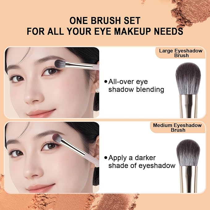 8Pcs Eye Makeup Brush Set, Professional Eyeshadow Makeup Brushes Under Eye with Synthetic Nose Contour Brush Angled Eyebrow Brushes for Liquid, Powder Blending Contouring Concealer Brows Eye shadows