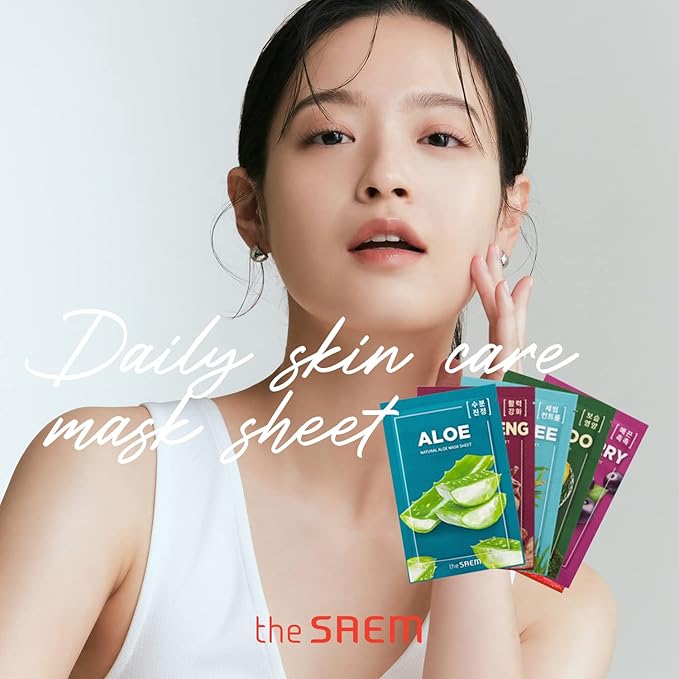 THESAEM Natural Facial Mask Sheet 21ml 13 Pack - Korean Skincare Moisturizing and Nourishing Facial Mask Sheet Variety Combo Pack