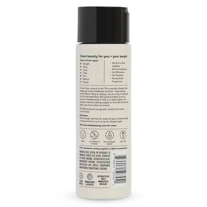 Flex Hair Gel, Flexible Hold Styling Gel with Plant Proteins for All Hair Types + Textures, 8 Fl Oz