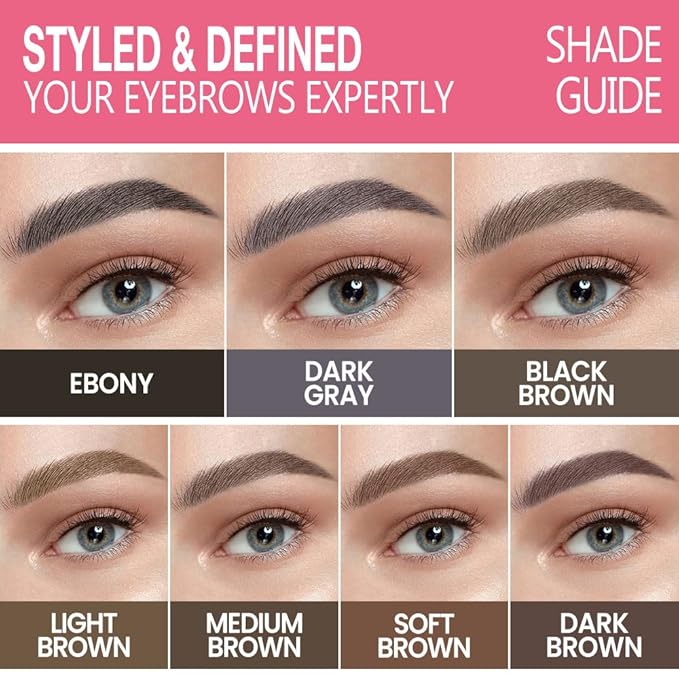 Waterproof Eyebrow Pencil, Professional Makeup Micro Brow Pencil, Double-ended ultra-fine eyebrow pencil, Ultra-Fine Mechanical Pencil (1, 02#Dark Gray)