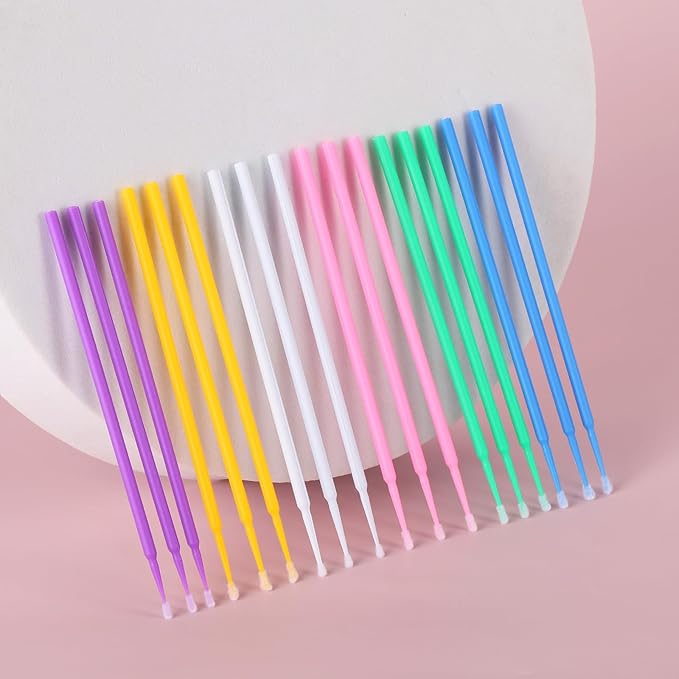 Tbestmax 1200 Pcs Micro Applicator Brush, Micro Swabs, Disposable Eye Lashes Mascara Wands for Eyelash Extension, 6 Colors