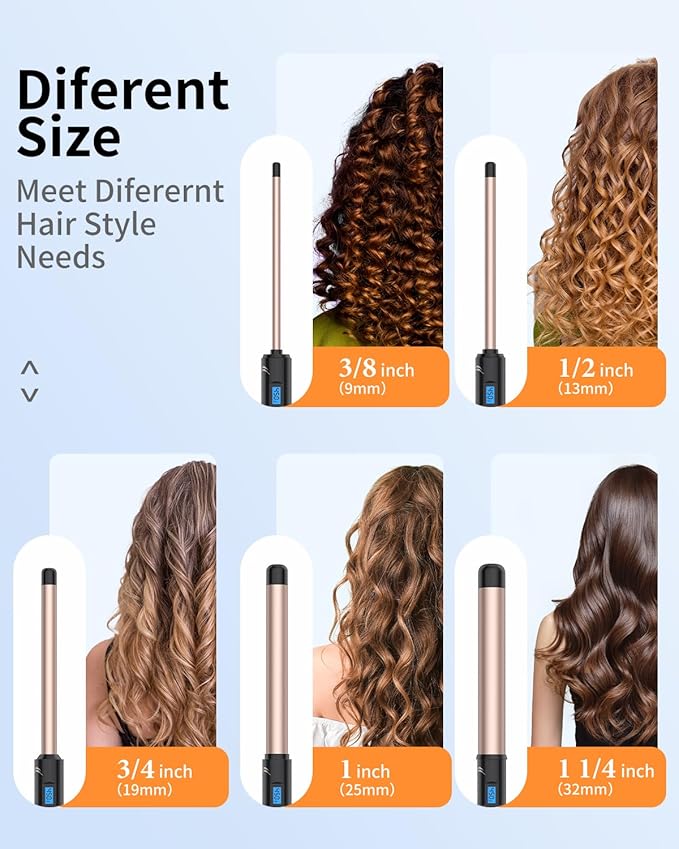 1/2 Inch Curling Wand for Short&Long Hair,Dual Voltage Small Wand Curling Iron for Tight Curls, Extral Long Hair Curling Iron with Tourmaline Ceramic,10 Adjustable Temp