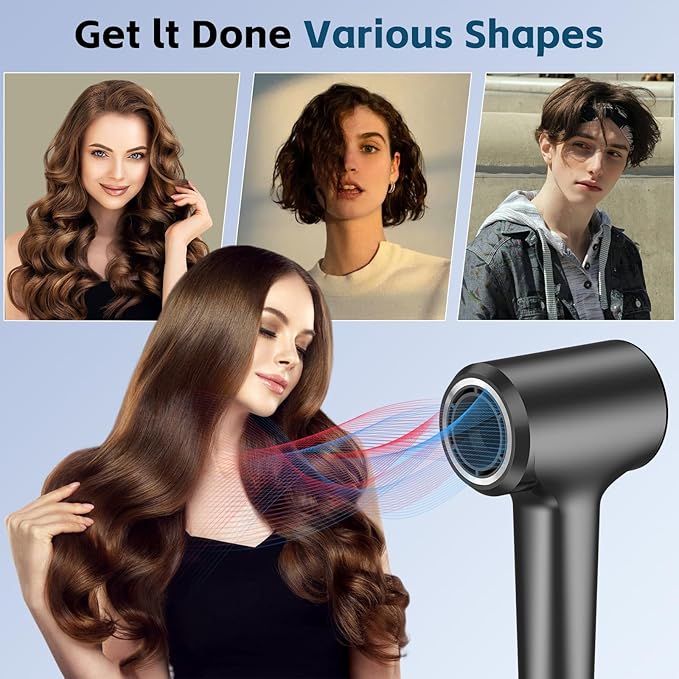 Hair Dryer ,Ionic Hair Dryers for Women/Man,110, 000 RPM Professional HD Display High-Speed Blow Dryer, Fast Drying Cool&Hot Air Hair Dryer,400 Million Plasma Low Noise Hairdryer with Magnetic Nozzle