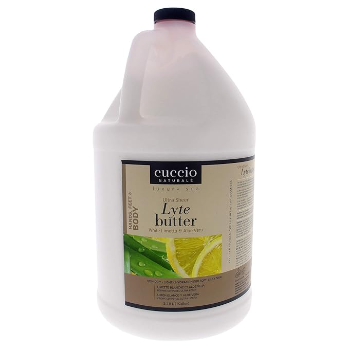 Cuccio Naturale Lyte White Limetta and Aloe Vera Ultra Sheer Butter - Non-Greasy Moisturizing Butter Body Cream - Refreshing and Soothing - Paraben and Cruelty Free with Natural Ingredients - 1 gal