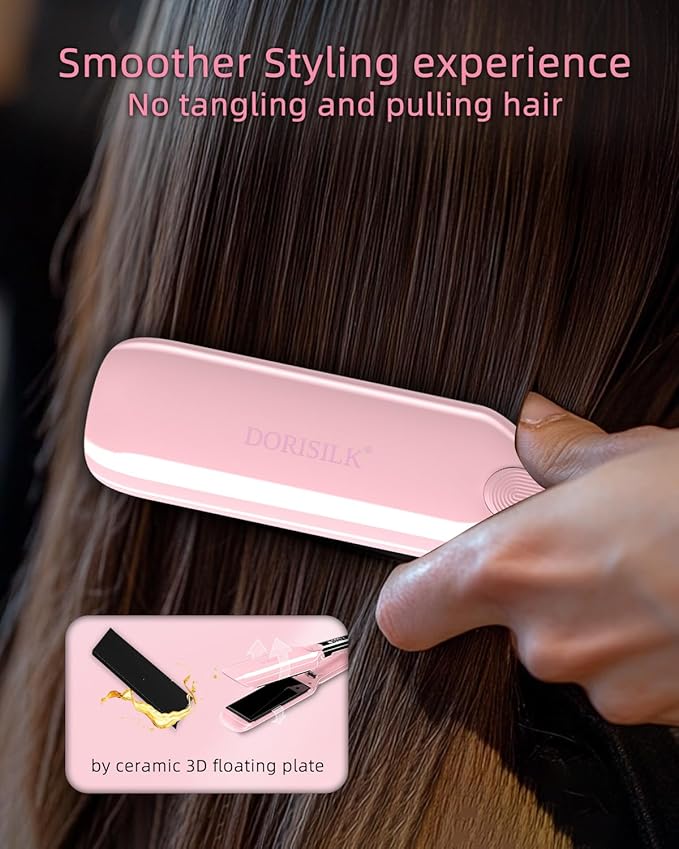 DORISILK 500 Degree High Temp Professional Hair Straightenr οΌ Ceramic Wide Flat Iron οΌ2 in 1 Hair Straightener and CurlerοΌPlasma Flat Iron Straightener Get Frizz-Free and Shiny (Pink)