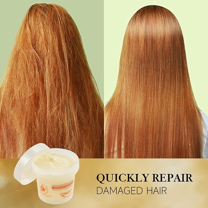 Collagen Hair Mask,Deep Repair Conditioning Argan Oil Hair Mask for Damaged Hair Treatment, Deep Conditioner Hydrating Hair Masque for All Hair Types 3.38oz 100ml