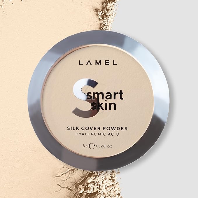 Lamel Smart Skin Silk Compact Powder - Long Lasting Pressed Finishing Powder - Oil Control Makeup, Suitable for Dry Skin, Lightweight Formula - 401 Porcelain 0.28 oz