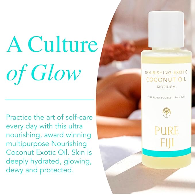 PURE FIJI Travel Size Nourishing Exotic Coconut Oil, Moringa (3oz/90ml)