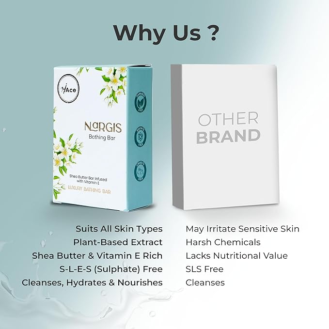 MY ACE Nargis Bathing Bar – Handmade with Nargis Essential Oil & Coconut Oil, SLES & Paraben Free, Enriched with Shea Butter & Vitamin E – Nourishing & Gentle