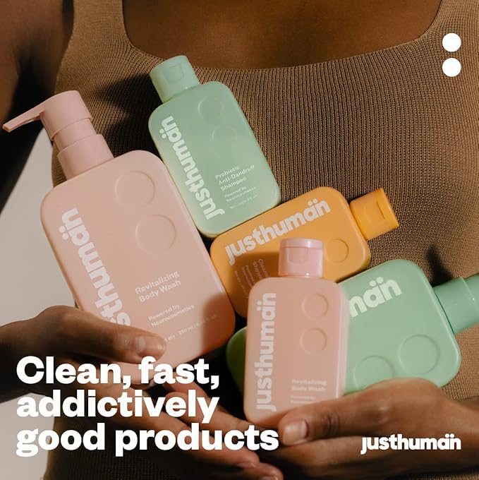 JustHuman Probiotic Therapy Conditioner | Balance Scalp Microbiome |Deeply Conditions and Hydrates | Softens, Smooths, and Adds Shine | Safe for Color-Treated Hair | Paraben-free, sulfate-free | 8 oz