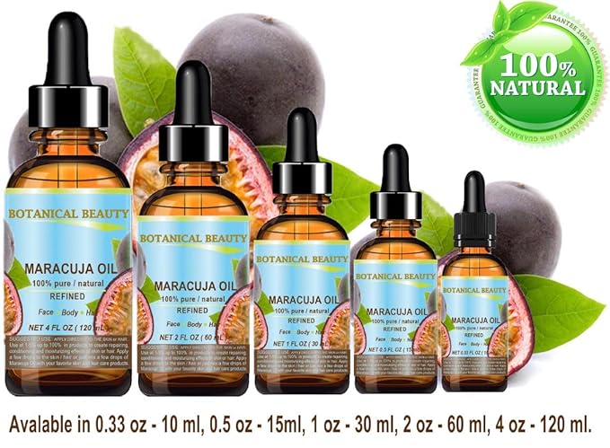 Botanical Beauty MARACUJA OIL 100% Pure Natural Cold Pressed Undiluted for Face, Skin, Hair, Body, Lip, Nails 4 Fl Oz - 120 ml Rich in Vitamin C