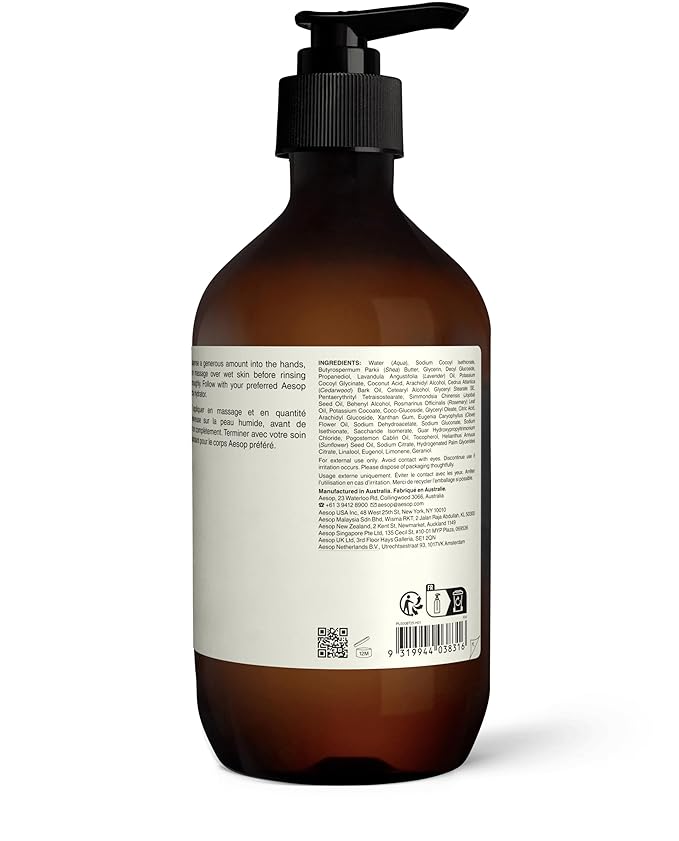 Aesop Eleos Nourishing Body Cleanser | Hydrating Low-Foaming Cleanser with Emollient Botanicals | 500 mL / 16.9 oz