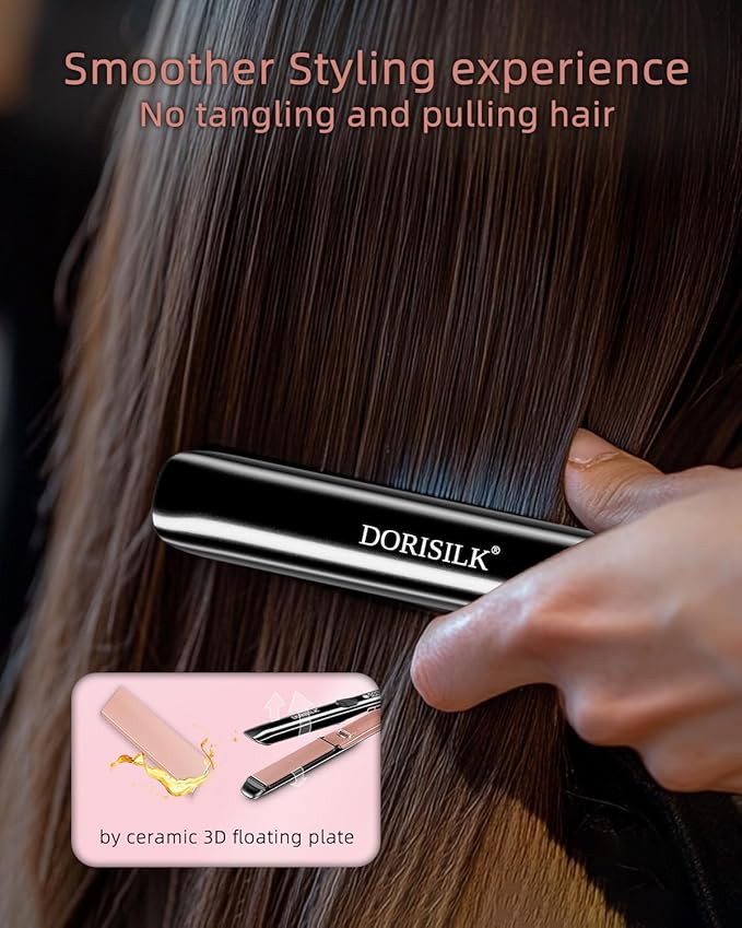 DORISILK 500 Degree High Temp Professional Hair StraightenerοΌ30s Fast Heating Ceramic Flat Iron οΌ2 in 1 Hair Straightener and CurlerοΌPlasma Flat Iron Get Frizz-Free οΌDual Voltage for Travel Using