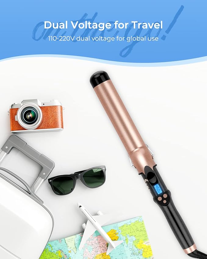 1 1/2 inch Extra Long Barrel Curling Iron, 1.5 Inch Large Barrel for Long Hair Ceramic Tourmaline