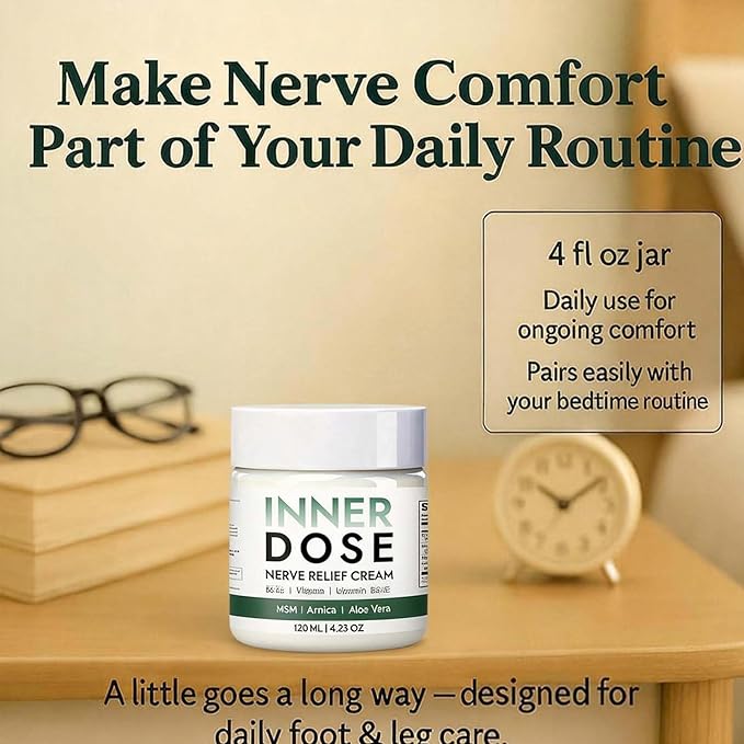 INNER DOSE Nerve Relief Cream, Neuropathy Lotion with Arnica, Magnesium Moisturizing Body Cream, Natural Soothing For Joint,Daily Nourishment for forKnee, Hands, Feet & Legs(1pc)