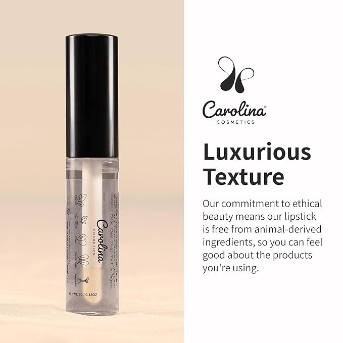 Clear Quartz Lip Gloss with Sunflower Seed Oil - Hydrating, Vegan, Non-Sticky - With Cacao & Grape Seed Oils - 5g/0.18oz