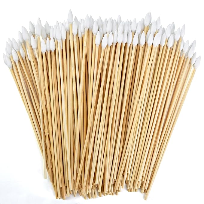 1000PCS 6" Pointed Cotton Swabs - Long Swab with Bamboo Sticks - Lint Free, Highly Absorbent Precision Cotton Tip for Tight Space Cleaning