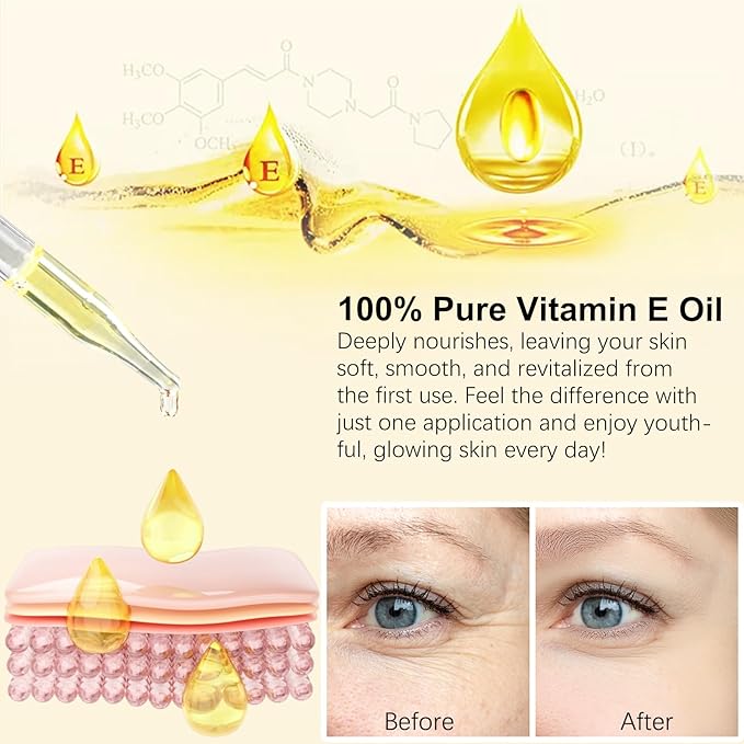 Vitamin E Oil for Scars 2.02 FL OZ- All Natural & Vegan Skin Moisturizer