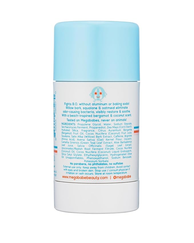 Megababe Daily Deodorant - Beachy Pits | Aluminum-Free, Clear & Clean | 2.6 oz - 2 Pack