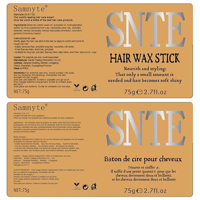 Slick Back Hair Brush, Hair Wax Stick Set - Boar Bristle Brush for Fine to Medium Hairs - Smooth Flyaways, Frizz & Baby Hairs, Sleek Ponytails Buns Updos
