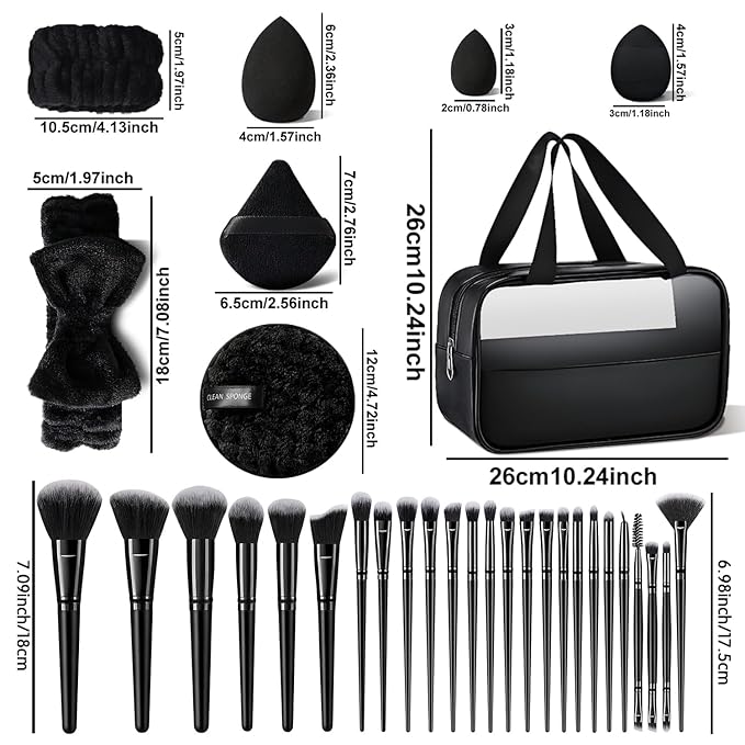 40Pcs Black Makeup Brushes Set Professional Makeup Kit Multi-functional Makeup Tool Set with Case Facial Makeup Accessories, Foundation Makeup Brush Kit Eye and Face Make up Brushes & Tools