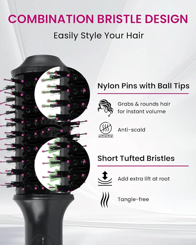 Hair Dryer Brush Blow Dryer 4-in-1 Hot Air Styler, Blowout Brush Hair Dryer Styler & Volumizer with Ionic Technology|Oval Titanium Barrel|Anti-frizz Blowout for Drying, Straightening 2.4''