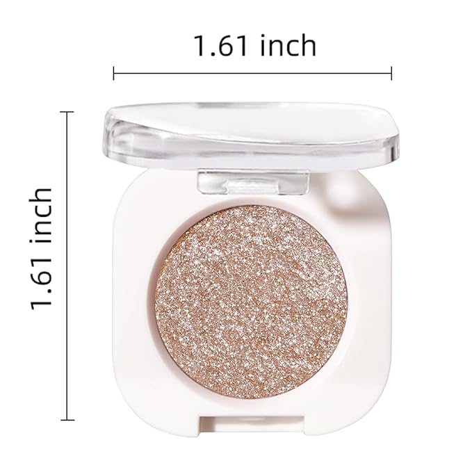 Single Glitter Eyeshadow Palette, Champagne Glow Shimmer Eyeshadow, Ultra-fine Lightweight Powder, High Pigment, Long Lasting, Multiuse Blendable Eye Makeup 9#Moonstone