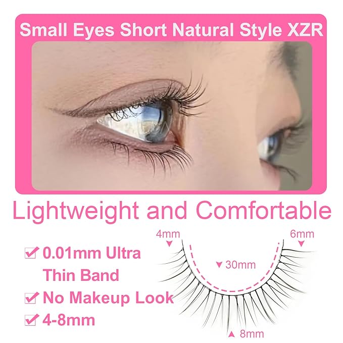 False Lashes Natural Look Eyelashes 8mm Short No Make up False Eyelashes Pestañas Postizas Natural Looking Eye Lash Wispy Strip Lashes Pack by EMEDA (Super Natural)