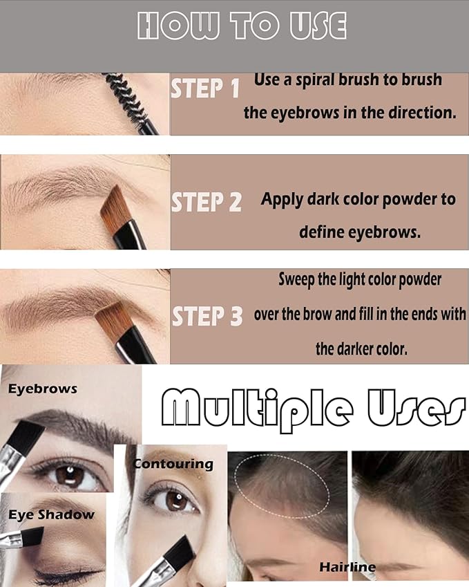 Eye Brow Powder Kit for Women,2 Colors Waterproof Eyebrow Powder Tinted Palette Brown Dark Brown Long-Lasting,Brow Fill&Sculpt Natural Eyebrow Contour Eyeshadow Mother’s Gift with Brow Brush &Razor-03