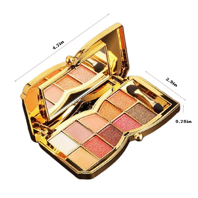Glitter Eyeshadow Palette Makeup Set,10 Colors Shimmer Eyeshadow Palette Gold Eyeshadow Highly Pigmented Long Lasting Waterproof Sweatproof Professional Nude Eyeshadow