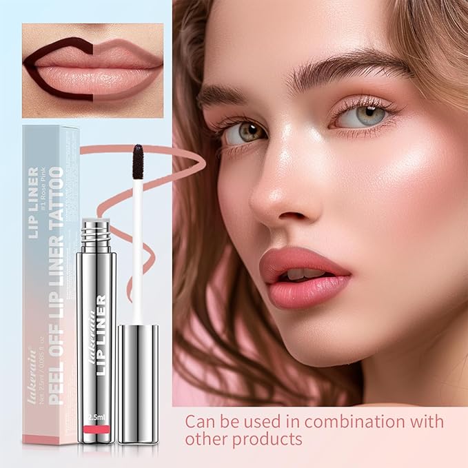 3 Colors Long-Lasting Peel Off Lip Liner Set, Lip Stain Liner Combo Waterproof & Smudge-Proof Makeup Gift